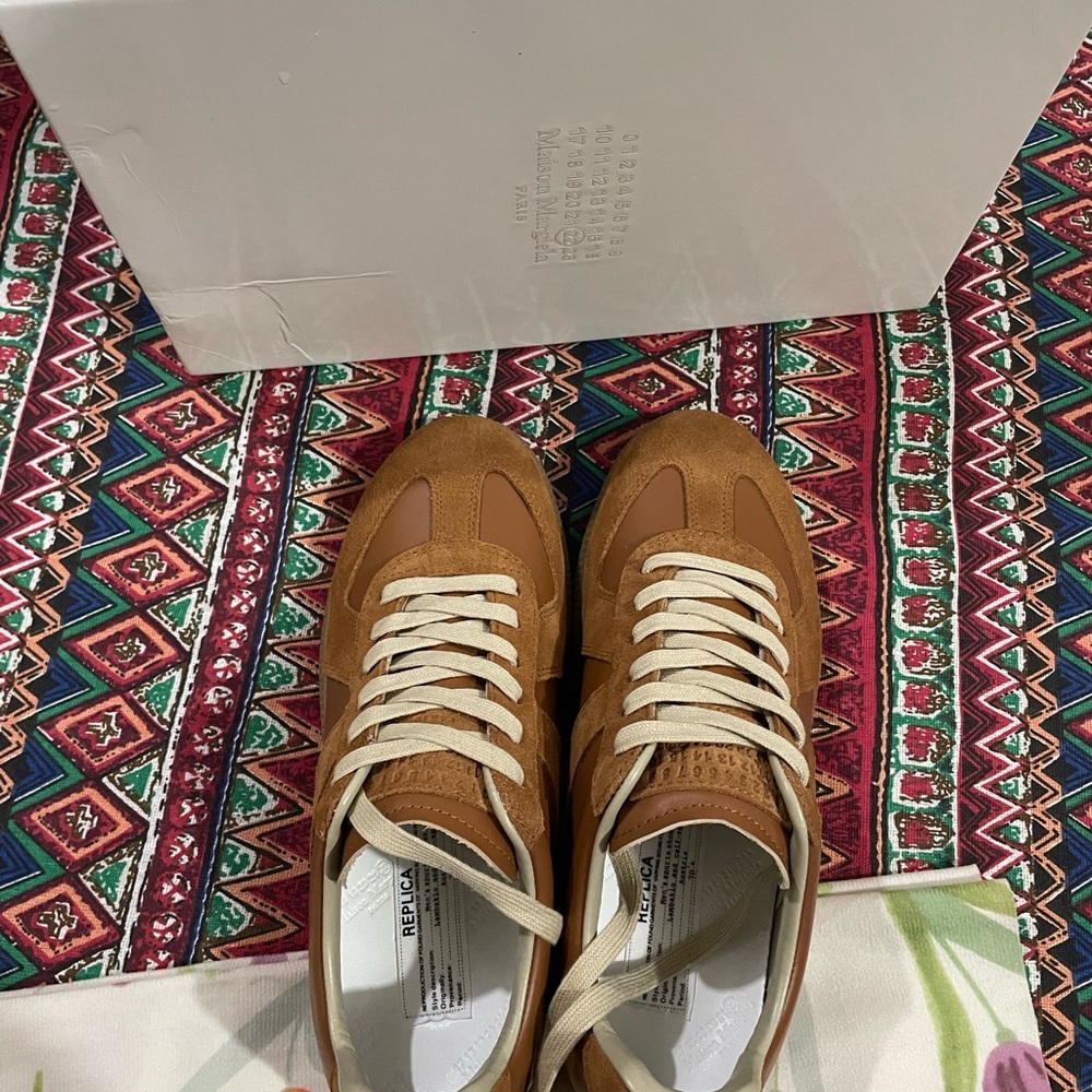 Maison Martin Margiela Men's Casual Suede & Leather Sneaker in Brown - Picture 7 of 8